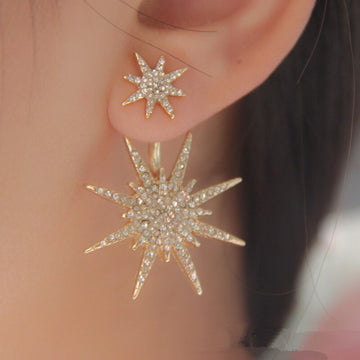 Beautiful Shiny Star Hanging Earrings for Women Statement Fashion Funny Female Earring Sparkle Crystal Star Geometry Jewelry Za daiiibabyyy